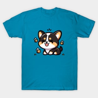 Cute Corgi Tricolor with Tiny Bees T-Shirt
